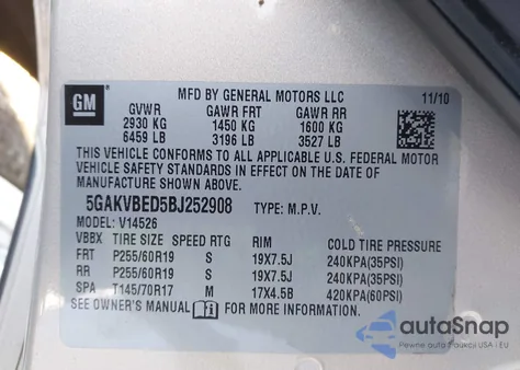 2011 Buick Enclave 1Xl z USA, uszkodzony, nr VIN 5GAKVBED5BJ252908